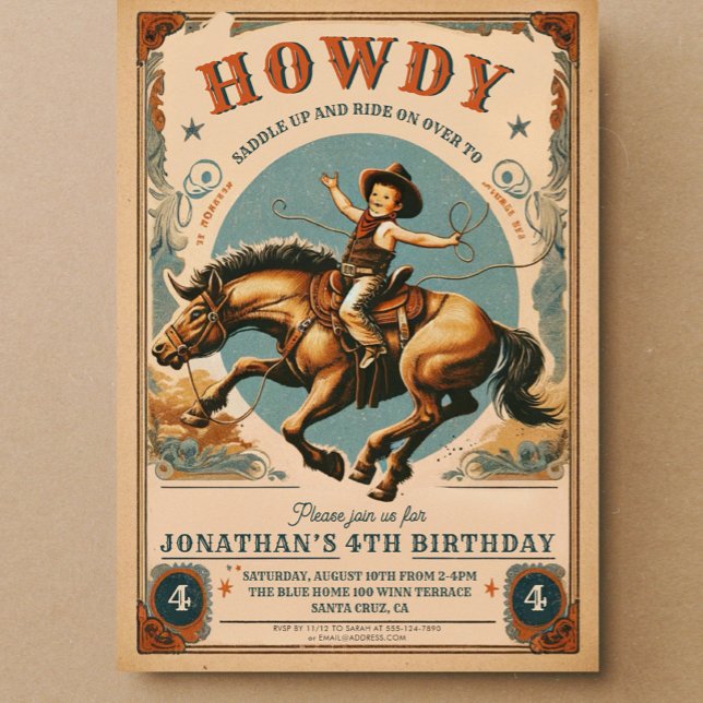 Vintage Cowboy Western Birthday  Einladung (Von Creator hochgeladen)