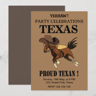 Vintage-Cowboyhut Pferd Stolz Texaner Texas-Party Einladung
