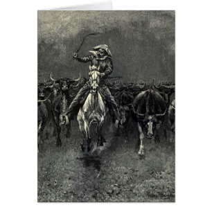 Vintage Cowboys, A Stampede von Frederic Remington