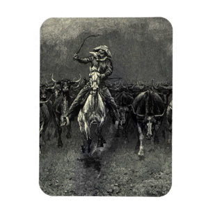 Vintage Cowboys, A Stampede von Frederic Remington Magnet