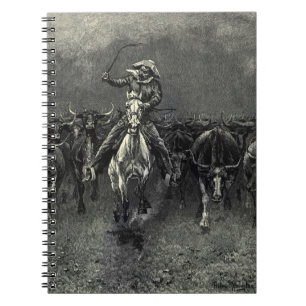 Vintage Cowboys, A Stampede von Frederic Remington Notizblock