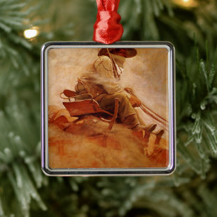 Vintage Cowboys, Der Erzwagen von NC Wyeth Silbernes Ornament