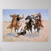 Vintage Cowboys, die einen Kameraden von Remington