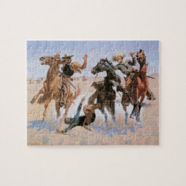 Vintage Cowboys, die einen Kameraden von Remington Puzzle