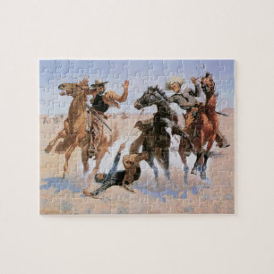 Vintage Cowboys, die einen Kameraden von Remington Puzzle