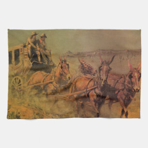 Vintage Cowboys, Die Stage Coach von John Borein Geschirrtuch