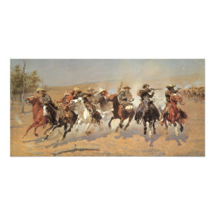Vintage Cowboys, Ein Ansturm auf Holz von Remingto Fotodruck