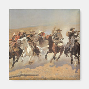 Vintage Cowboys, Ein Ansturm auf Holz von Remingto Magnet