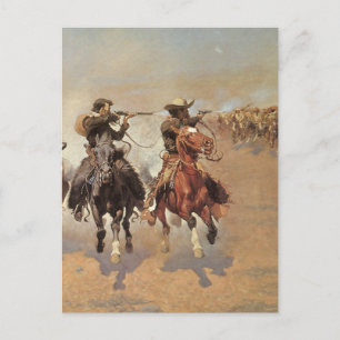 Vintage Cowboys, Ein Ansturm auf Holz von Remingto Postkarte