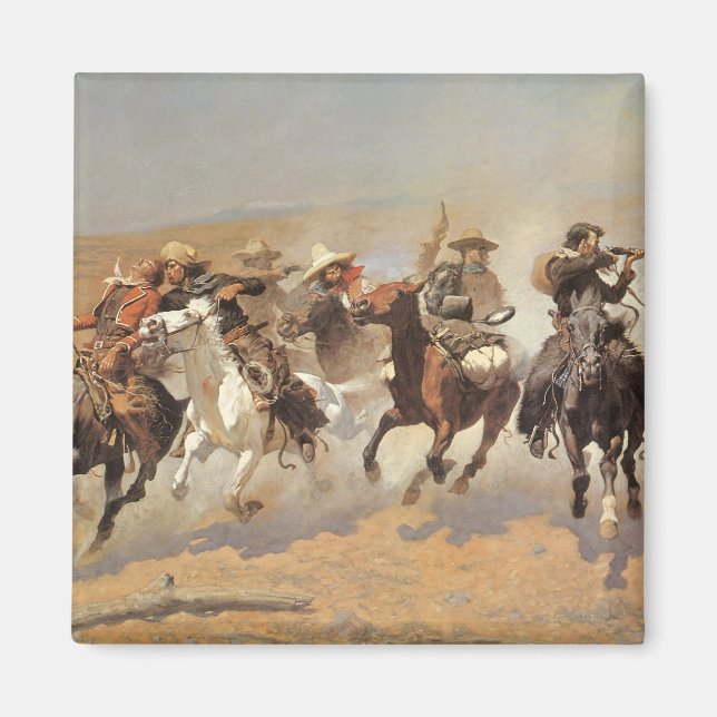 Vintage Cowboys, ein Holzschuh von Remington Magnet (Vorne)