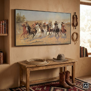 Vintage Cowboys, ein Holzschuh von Remington Poster