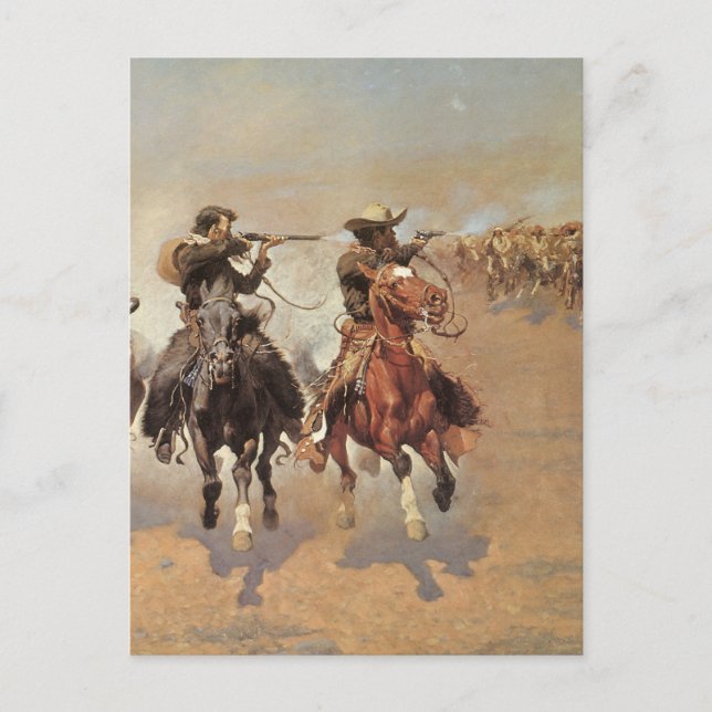 Vintage Cowboys, ein Holzschuh von Remington Postkarte (Vorderseite)