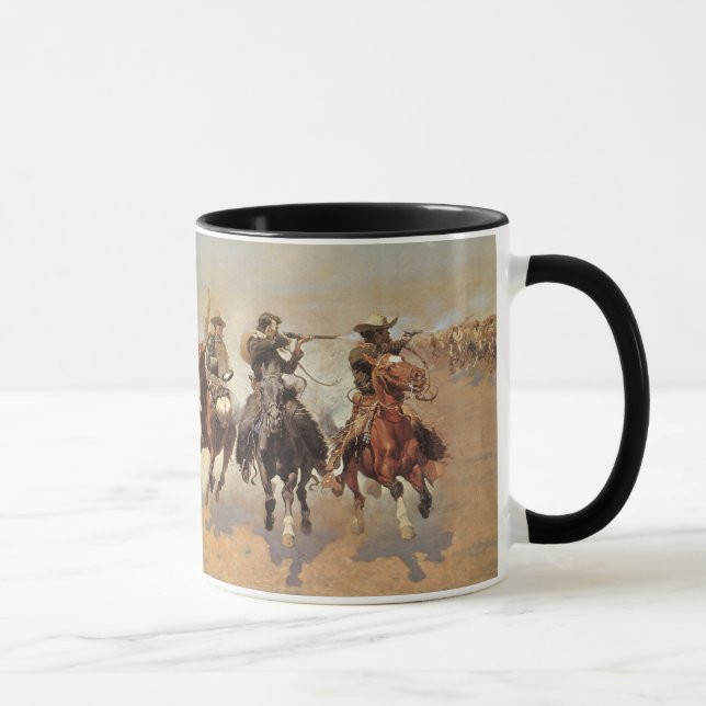 Vintage Cowboys, ein Holzschuh von Remington Tasse (Rechts)