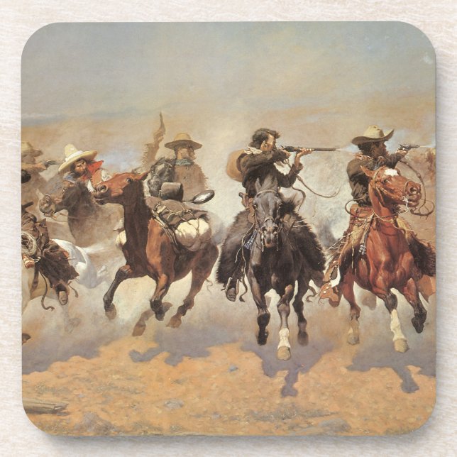 Vintage Cowboys, ein Holzschuh von Remington Untersetzer (Vorderseite)