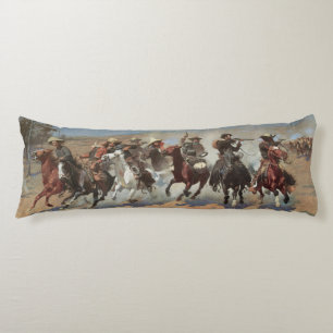 Vintage Cowboys, Ein Wettlauf ums Holz von Remingt Seitenschläferkissen