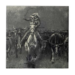 Vintage Cowboys, eine Stampede von Frederic Reming Fliese