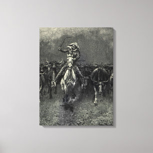 Vintage Cowboys, eine Stampede von Frederic Reming Leinwanddruck