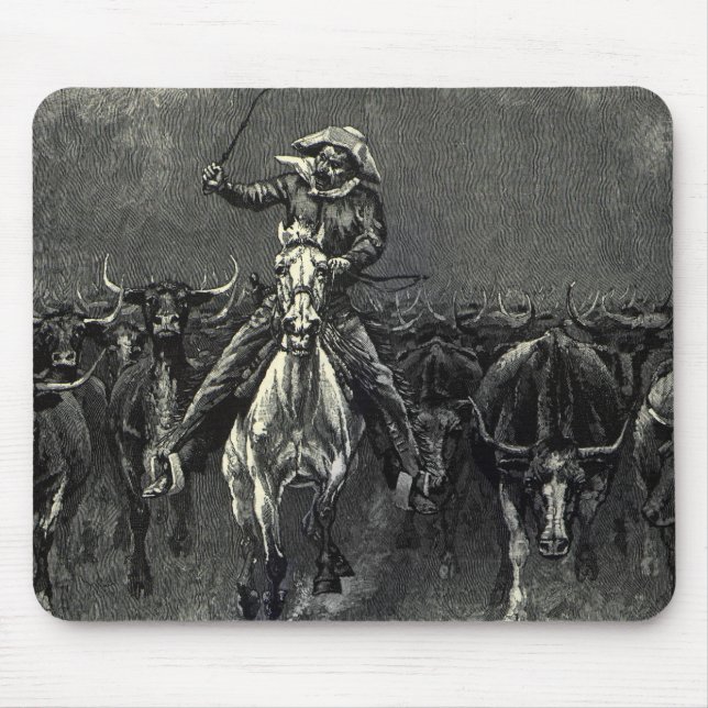 Vintage Cowboys, eine Stampede von Frederic Reming Mousepad (Vorne)