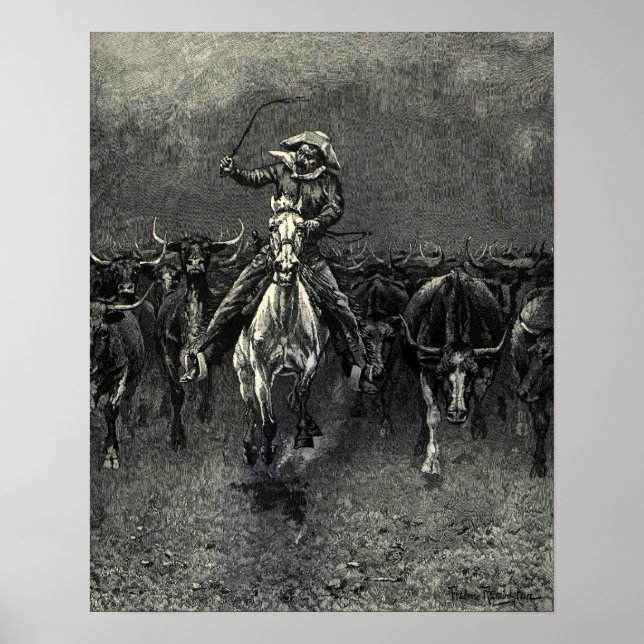 Vintage Cowboys, eine Stampede von Frederic Reming Poster (Vorne)