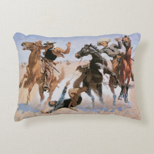 Vintage Cowboys, einem Kameraden helfen Remington Zierkissen