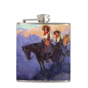 Vintage Cowboys, Mann und Frau auf Pferden, Anders Flachmann