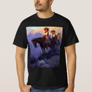 Vintage Cowboys, Mann und Frau auf Pferden, Anders T-Shirt