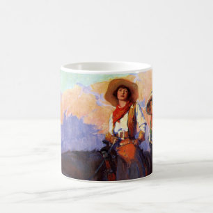 Vintage Cowboys, Mann und Frau auf Pferden, Anders Tasse