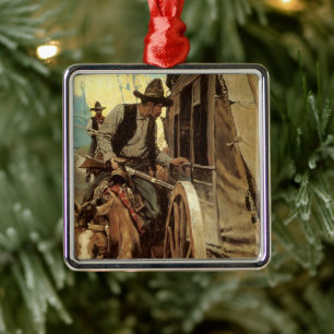 Vintage Cowboys, The Admirable Outlaw von NC Wyeth Ornament Aus Metall