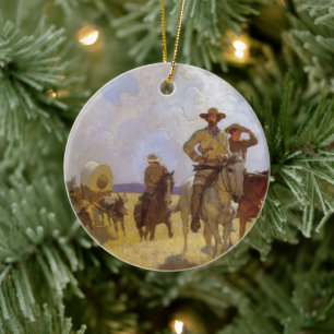 Vintage Cowboys, The Parkman Outfit von NC Wyeth Keramikornament