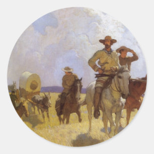 Vintage Cowboys, The Parkman Outfit von NC Wyeth Runder Aufkleber