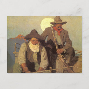 Vintage Cowboys, The Pay Stage by NC Wyeth Postkarte