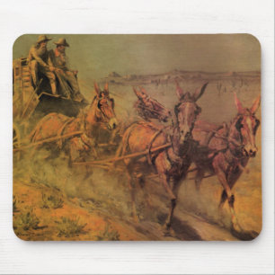 Vintage Cowboys, The Stage Coach by John Borein Mousepad