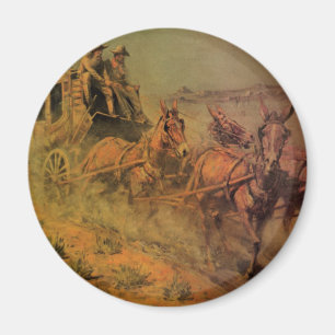 Vintage Cowboys, The Stage Coach von John Borein Magnet
