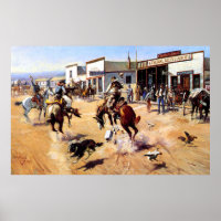 Vintage Cowboys und Reitbank Robbere