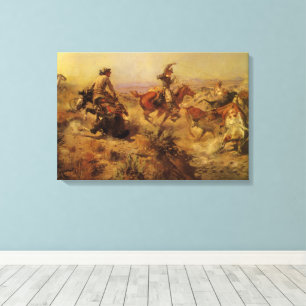 Vintage Cowboys, von CM Russell zu Boden gerissen Leinwanddruck