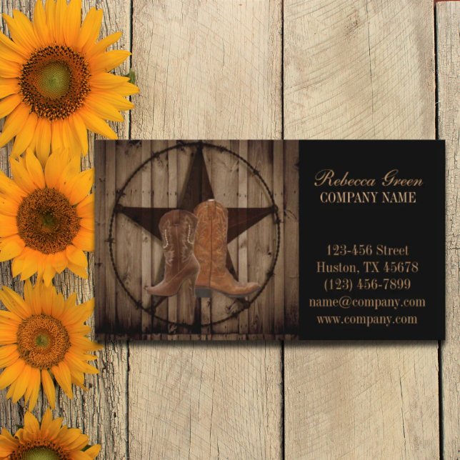 Vintage Cowboystiefel aus Holz Western Land Visitenkarte (vintage woodgrain cowboy boots western country business card)