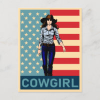 Vintage Cowgirl American Flag