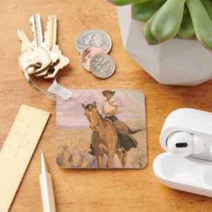 Vintage Cowgirl Cowboy, Frau auf einem Pferd von D Schlüsselanhänger
