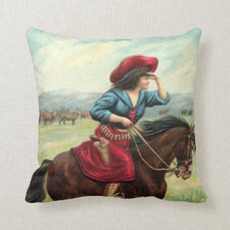 Vintage-Cowgirl-Kissen "Auge am Horizont" Kissen