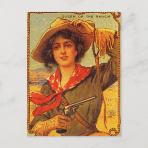 Vintage-Cowgirl-"Königin der Ranch"-Postkarte Postkarte
