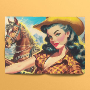 Vintage Cowgirl-Malerei Seidenpapier
