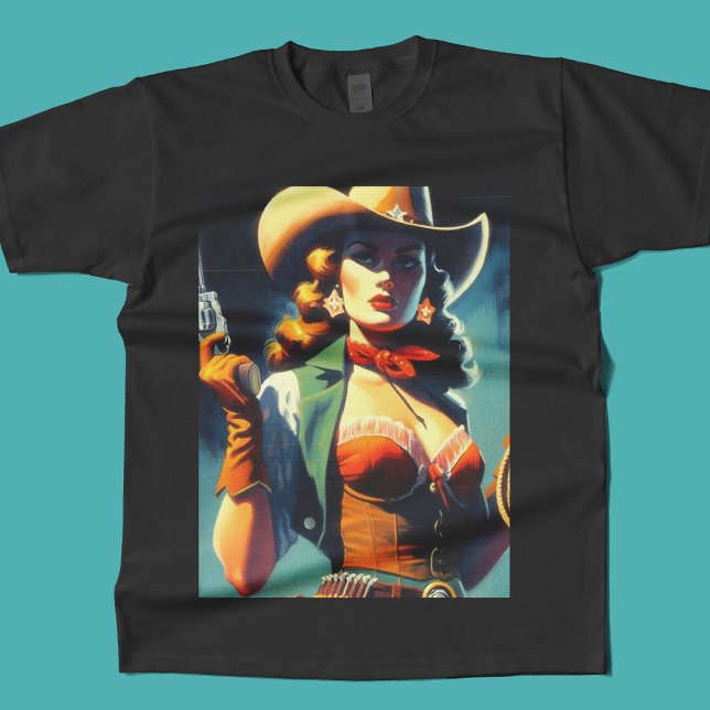 Vintage Cowgirl-Malerei T-Shirt (Von Creator hochgeladen)