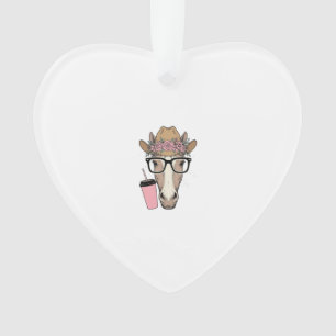 Vintage-Cowgirl Pferd mit Blumen und rosa Getränk Ornament