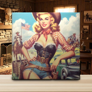Vintage-Cowgirl Pin-Up Fliese