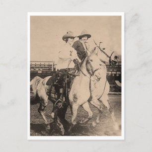 Vintage Cowgirl Rodeo Fahrer 1910 Postkarte