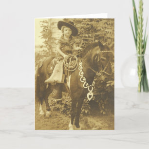 VINTAGE COWGIRL RODEO GREETCARD KARTE