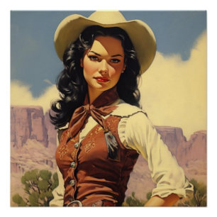Vintage Cowgirl-Romanze: Wild West-Geflüster Poster