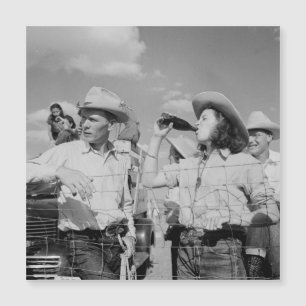 Vintage-Cowgirl- und Cowboy-Fotografie Postkarte