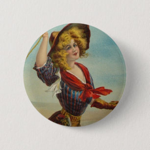 Vintage Cowgirl-Western-Cowboy-Illustrations-Kunst Button