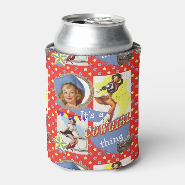 Vintage Cowgirls mit Lassos Cowgirl Thing Dosenkühler (Kanne Vorderseite)